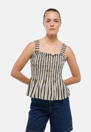Monoprix, TOP SMOCKÉ RAYÉ EN COTON BIO GOTS - Blouse - militaire