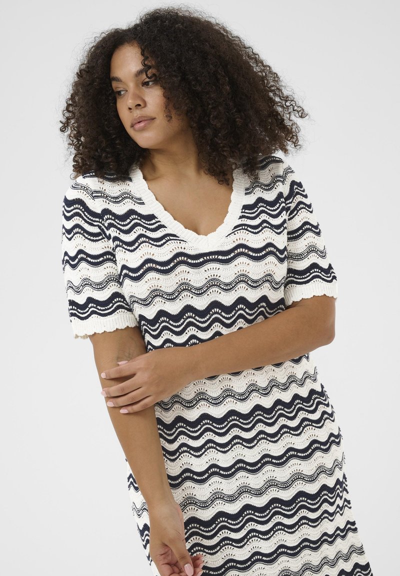Kaffe Curve KCANIA - Maxi dress - chalk midnight m wavy lines/white -  Zalando.ie