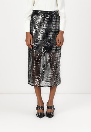 SOLINA SEE THROUGH MIDI SKIRT - Blyantskjørt - midnight
