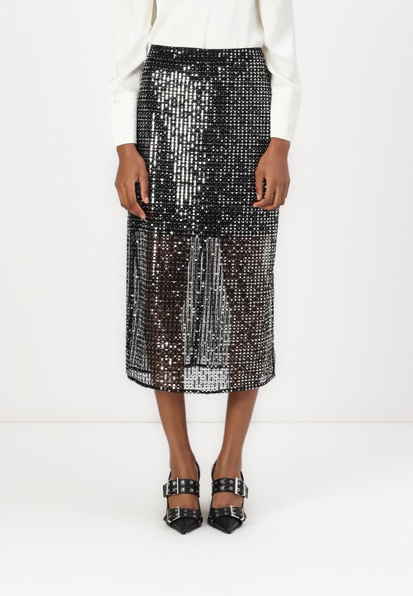 SOLINA SEE THROUGH MIDI SKIRT - Pencil skirt - midnight