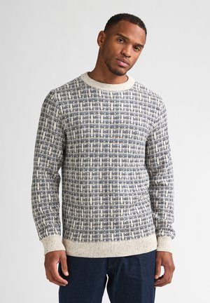 Petrol Industries, GEOMETRIC ROUND NECK KNIT IRONGATE - Jumper - antique white melee