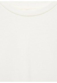 White cotton T-shirt featuring a crew neck. The fabric has a soft, slightly textured finish with no visible patterns or accents.
