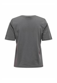 Camisa de algodón corta de manga en color gris oscuro vista desde la espalda, con escote redondo y sin logotipos ni diseños visibles.