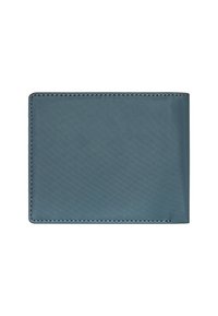 Cartera rectangular de cuero azul texturizado, con costuras en contraste, un acabado suave y esquinas redondeadas. Sin logotipos ni patrones visibles.
