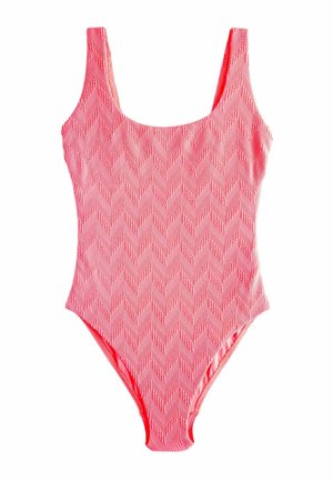 Costum de baie - neon coral pink textured