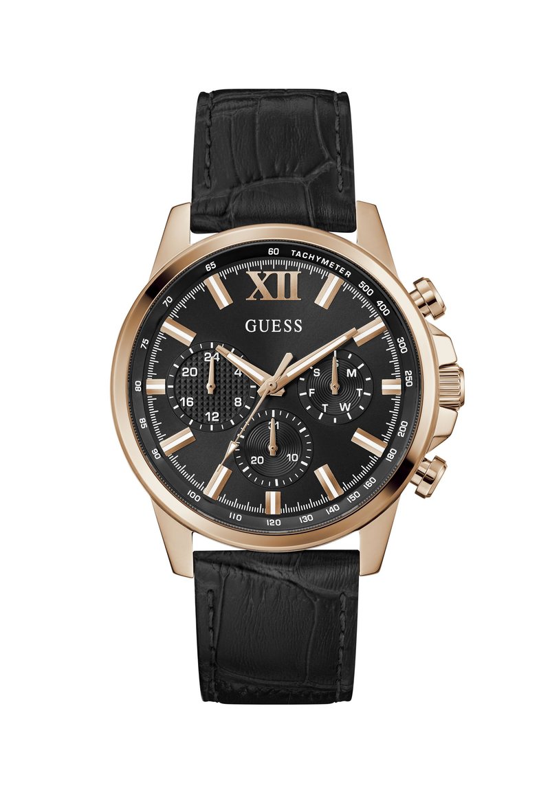 Orologio Uomo Guess In Acciaio E Pelle Cronografo Al Quarzo - Verre Gioielli