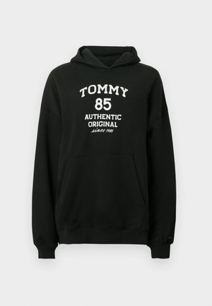 Tommy Jeans, 1985 FLOCK LOGO OVERSIZED HOODY - Kapuutsiga pusa - black