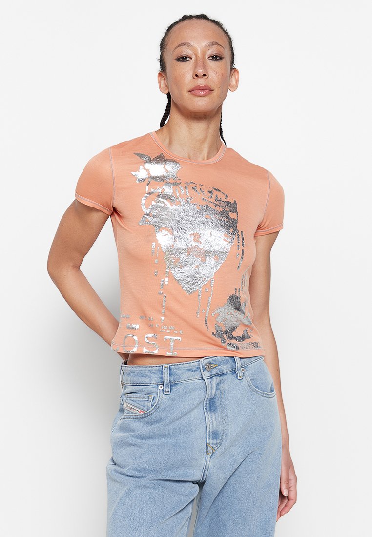 Diesel T-shirt print abrikoos