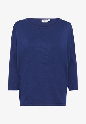 Tumesinine, vabalt liibuv sviiter ümmarguse kaelusega ja kolmeveerandi varrukatega. Omab sileda tekstuuri ja soonikkiid külgedel.