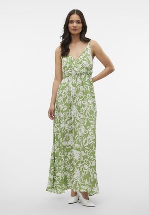 Vero Moda VMMAGGIE SINGLET DRESS - Robe longue - meadow green/white