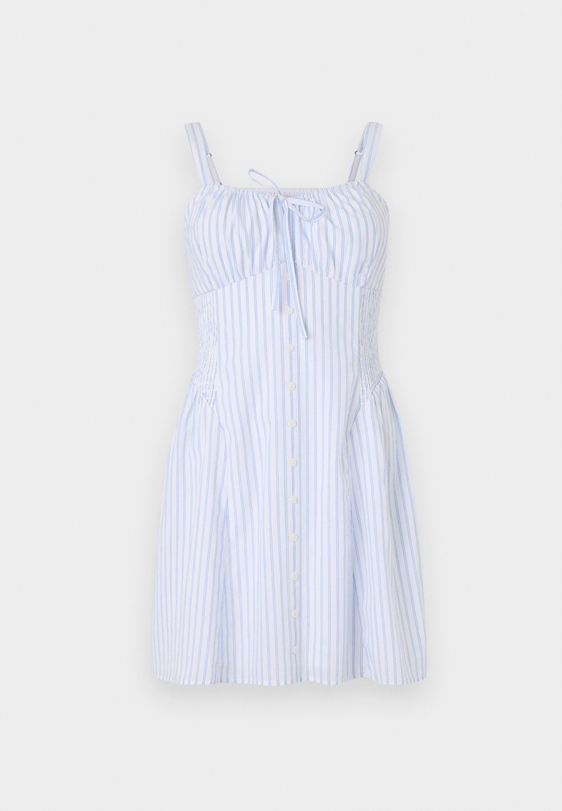 Hollister Co. BARE SOFIA DROP WAIST BUTTON FRONT MINI DRESS - Day dress -  white/light blue - Zalando.ie
