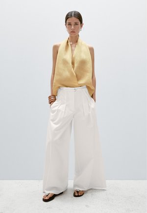 Massimo Dutti CROSSOVER HALTER NECK - Bluse - mustard yellow