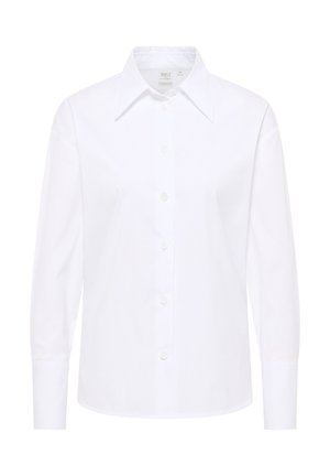 Witte button-up shirt van katoen. Heeft een klassieke kraag, lange mouwen en een rechte snit, met vijf knopen aan de voorkant en zonder patronen.