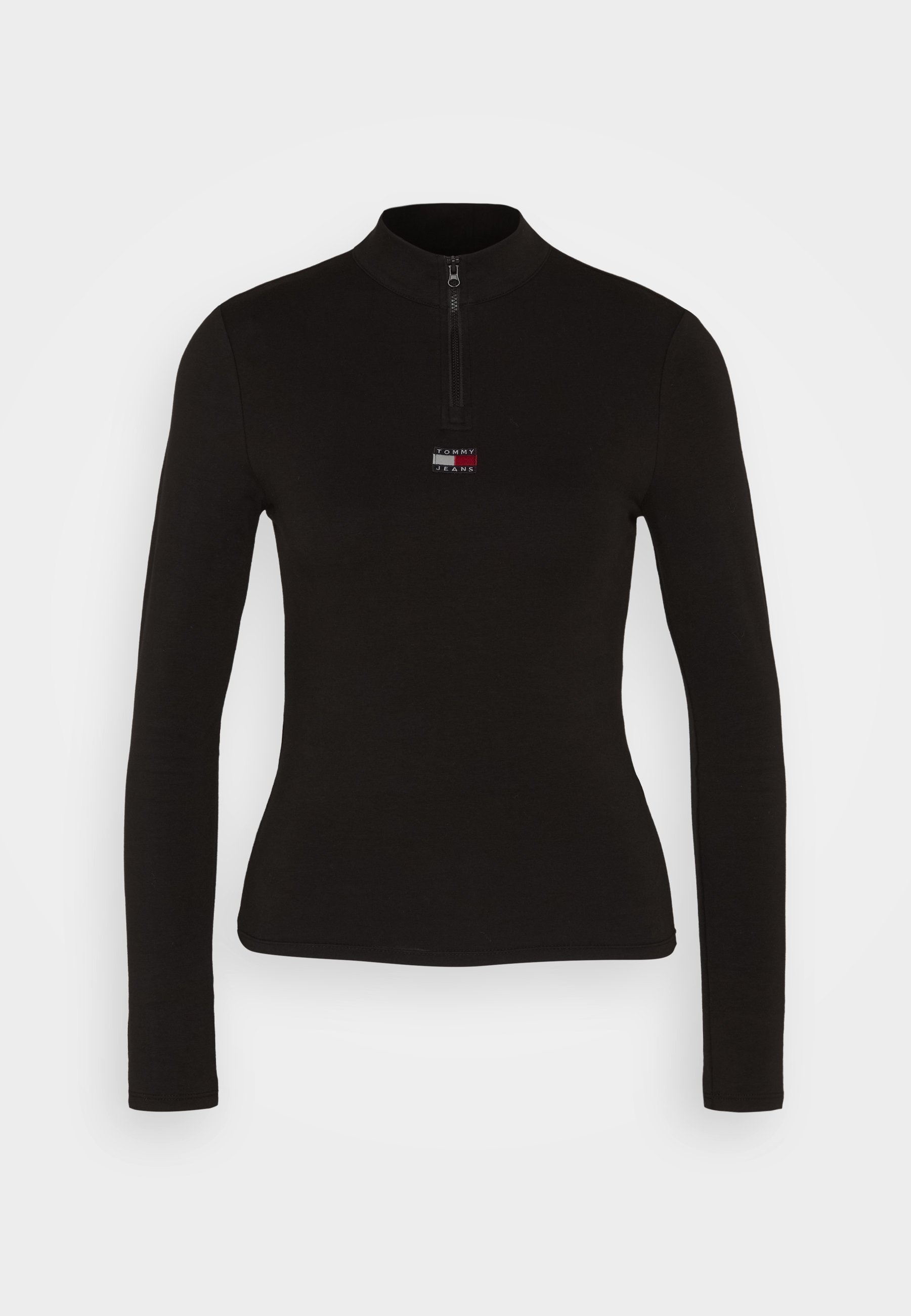 売れ筋商品|||トミーヒルフィガー Tシャツ レディース トップス TJW XS BADGE 1/4 ZIP MOCKNECK  - Long sleeved top - black Tommy Jeans TJW XS BADGE 1/4 ZIP MOCKNECK - Long sleeved top