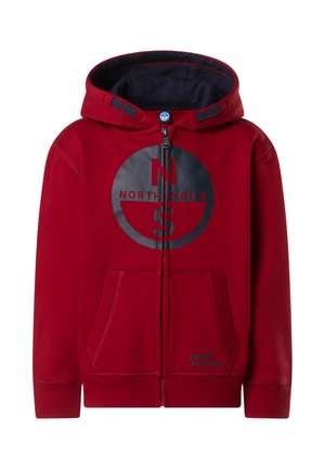 HOODIE WITH MAXI LOGO - Felpa con zip - dark red