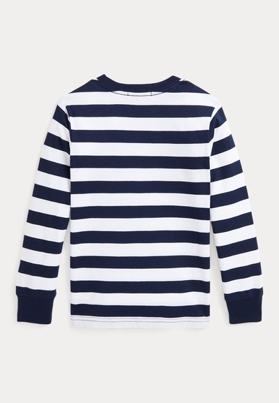 Polo Ralph Lauren STRIPED COTTON LONG-SLEEVE POCKET TEE - Langærmet T-shirt - white/refined navy
