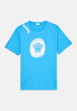 Versace, MEDUSA GREEK MEDAL WAVE KIDS UNISEX - T-shirts print - azure blue/white