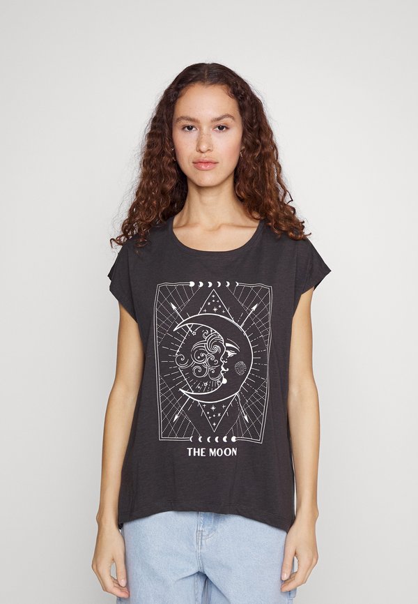 NMMATHILDE LONG - Print T-shirt - obsidian