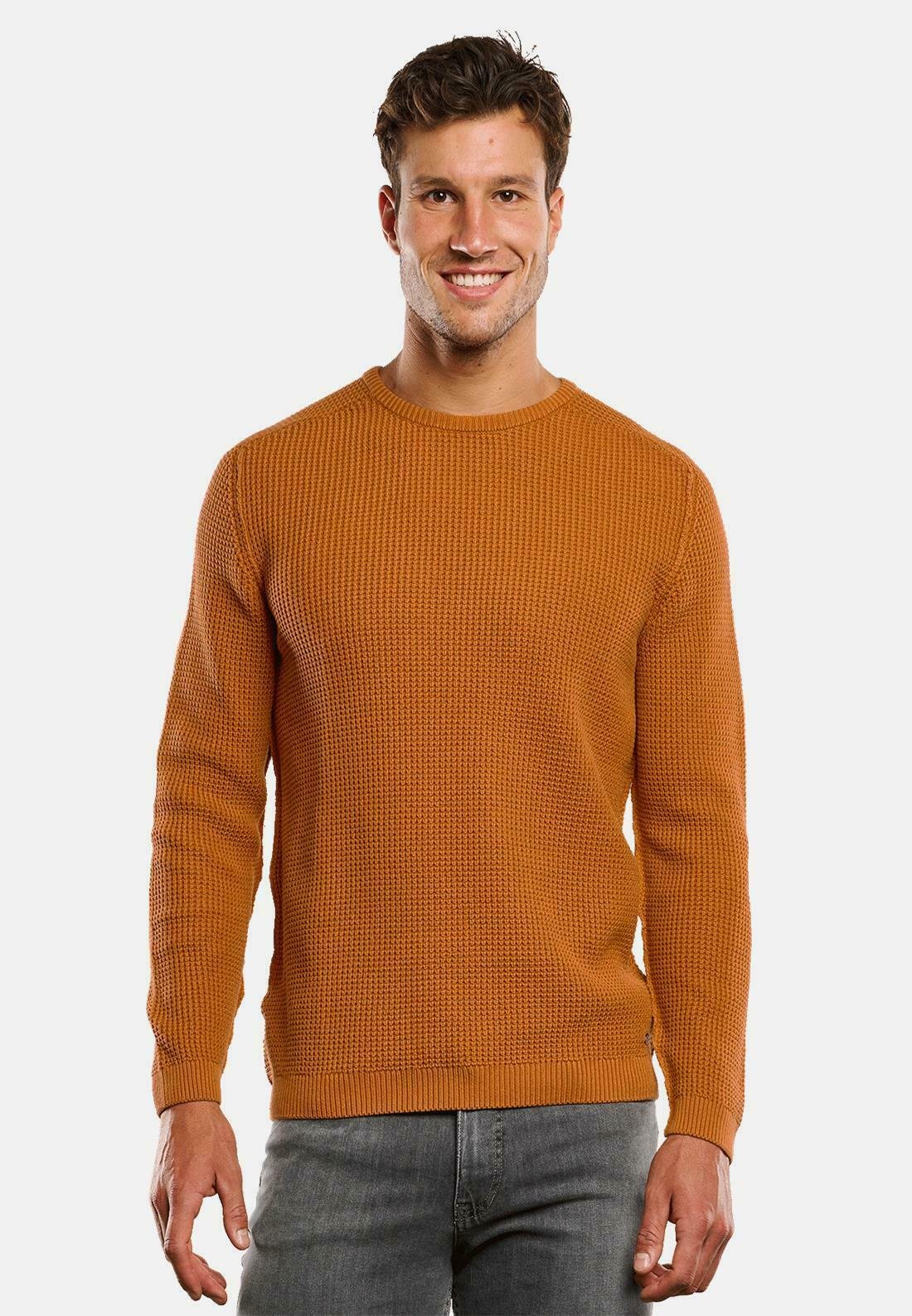 Emilio Adani Herren Strickpullover Silbergrau - Strukturierter Baumwollpullover