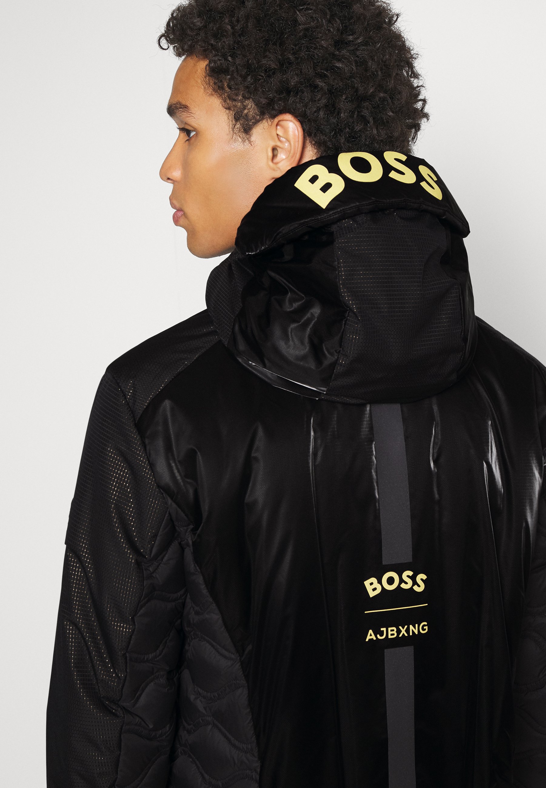 boss x ajbxng mixed material down jacket