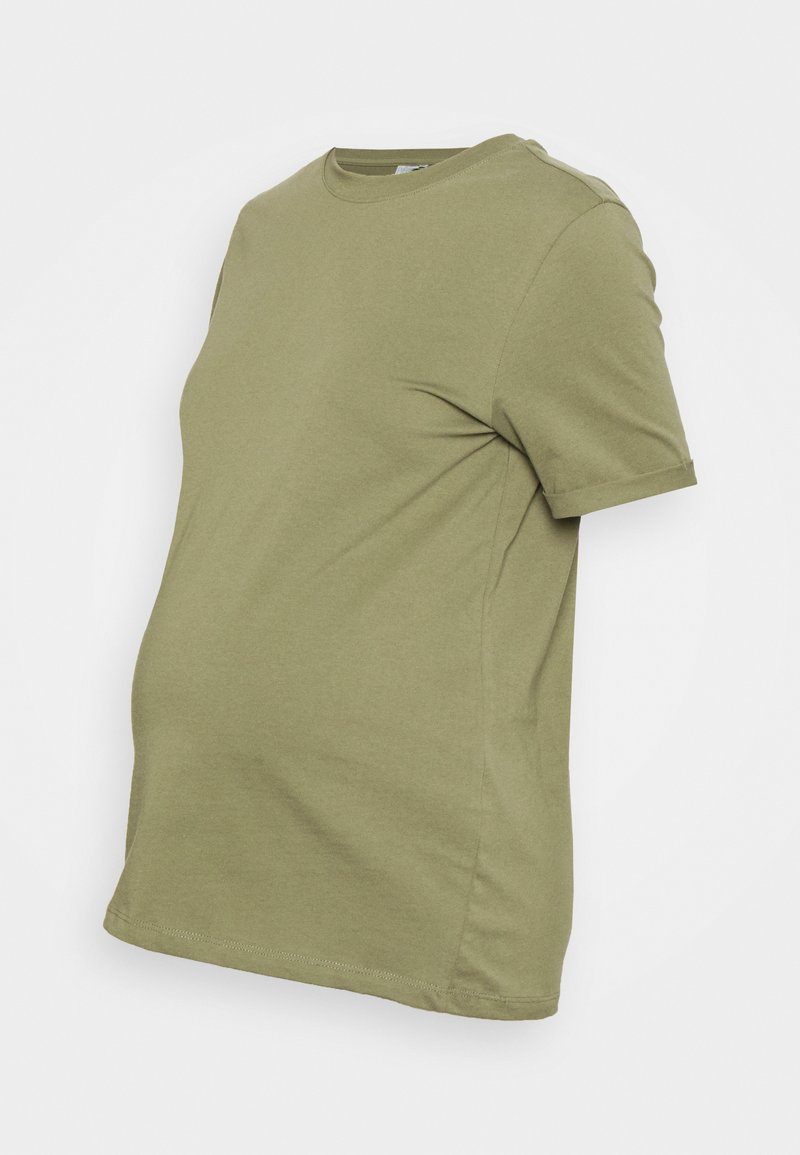 Pieces Maternity PMRIA FOLD UP SOLID TEE  - T-shirt básica - deep lichen green