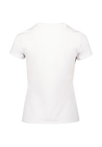 Hvid kortærmet T-shirt, lavet af glat bomuldsstof. Har en klassisk rund halsudskæring og et tætsiddende design uden synlige mønstre.