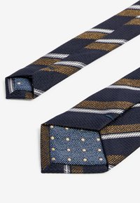 Next PATTERN - Krawatte - navy blue neutral brown stripe