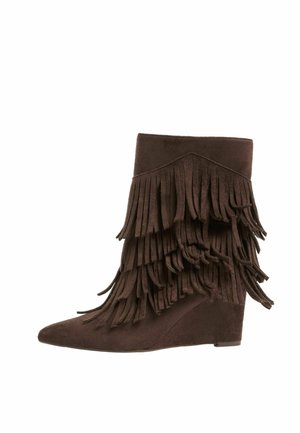 REGULAR FIT - FRINGE MID SMART  - Keilstiefelette - chocolate brown