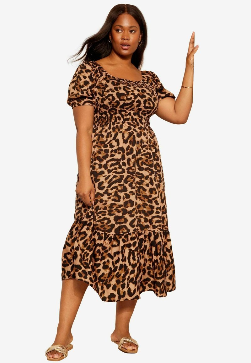Curves Like These SHIRRED - REGULAR FIT - Hverdagskjole - brown animal