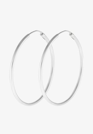 Boucles d'oreilles en argent, de forme ronde lisse et finition polie. Les deux boucles d'oreilles sont de la même taille et disposent d'un mécanisme de fermeture sécurisé.