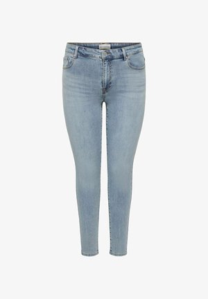 Világoskék, vékony farmernadrág, mely közép magasított derékkal, öt zsebbel és enyhén kifakult szövettel rendelkezik. Sima textúra.