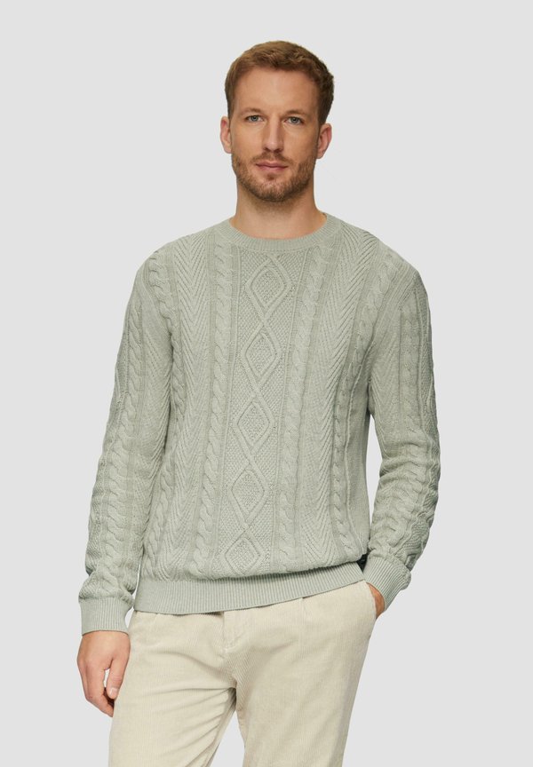 MIT ZOPFMUSTER - Strickpullover - helles beige