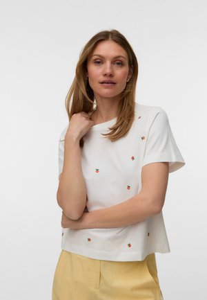 Vero Moda, VMSOLA METTE BOX - Μπλουζάκι με στάμπα - snow white