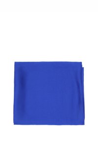 Tessuto rettangolare blu, trama liscia, materiale leggero, completamente piegato, senza motivi o accenti visibili.