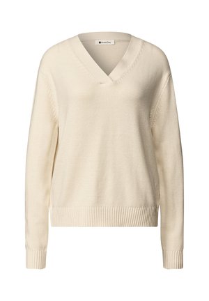 Street One, LONG-SLEEVE JUMPER WITH V-NECK - Pullover - pure beige