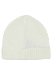 Berretto lavorato a maglia in crema chiaro, con risvolto a coste e parte superiore liscia. Realizzato in materiale morbido ed elastico per calore e comfort.