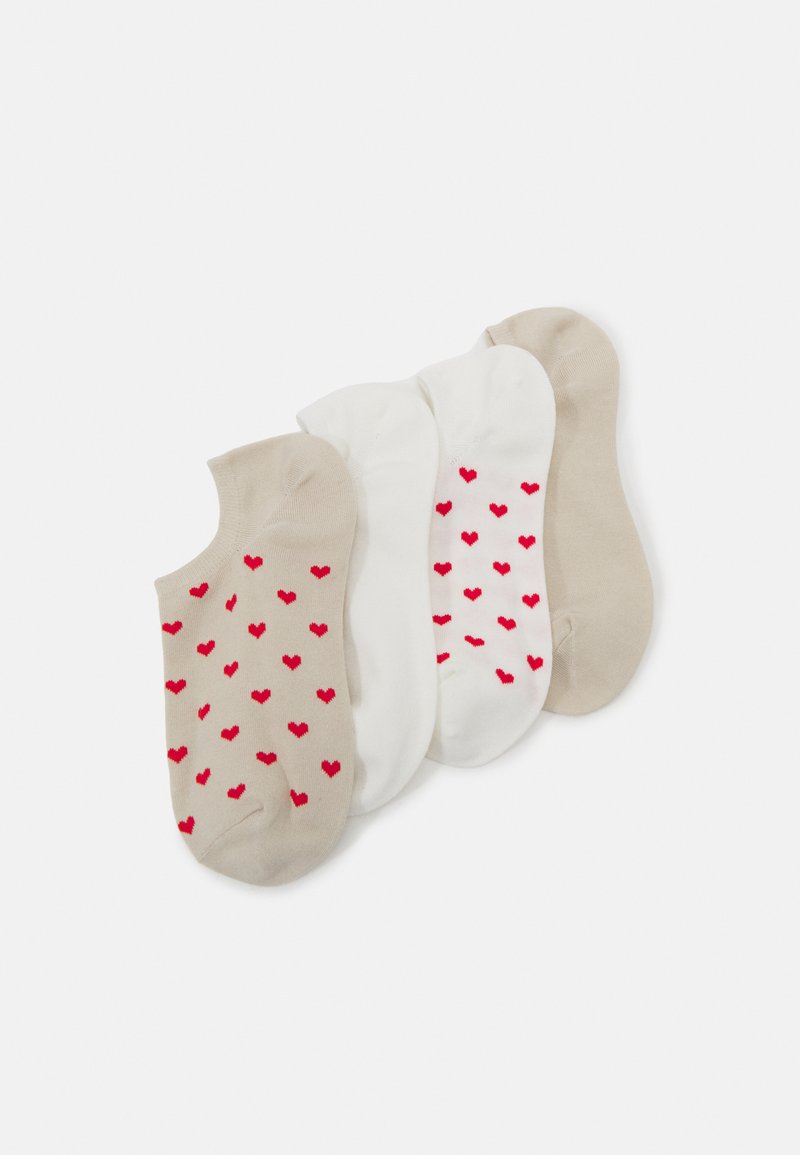 Lindex LOW ANKLE HEARTS 4 PACK - Strumpor - off white