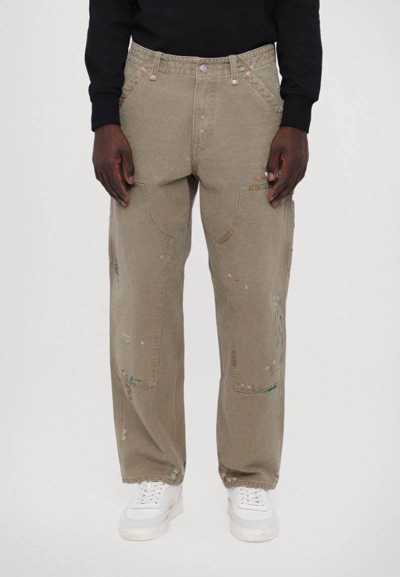 Evisu SEAGULL PRINT PANTS - Blugi loose fit - beige