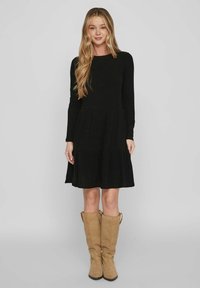 VILA LANGÄRMELIGES - Abito in maglia - black