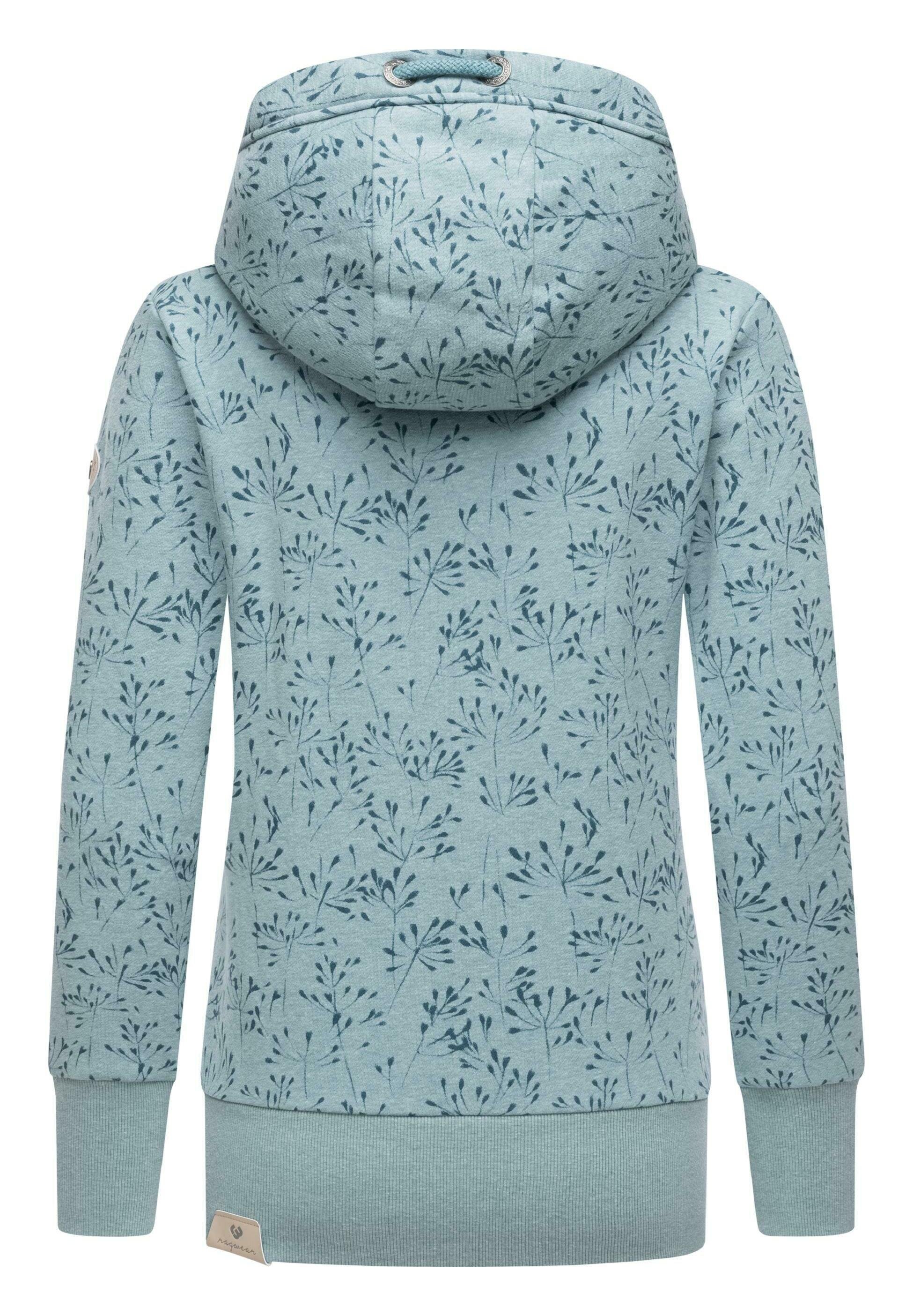 Ragwear ZIP FLOWERS - Sweat zippé - stone blue/bleu gris
