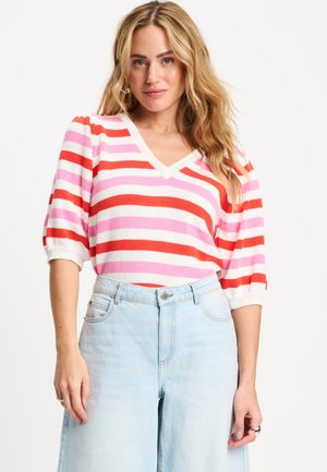 POM Amsterdam, PULLOVER - STRIPED PINK ORANGE - Trui - multi colour