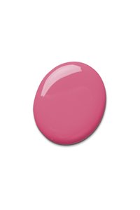 Kirkkaan vaaleanpunaista maalia, sileä ja kiiltävä pinta. Pyöreä muoto heijastaa hieman valoa, tuoden esiin sen eloisan värin ja tekstuurin.