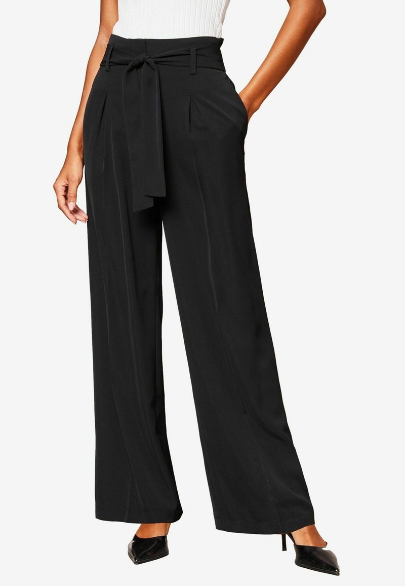 Lipsy BELTED WIDE LEG - Auduma bikses - black