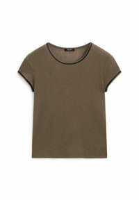 CONTRAST WITH TRIMS - Basic T-shirt - mottled brown