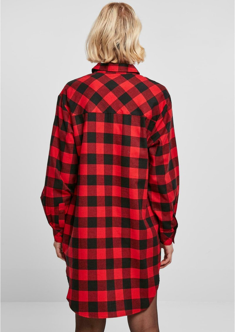 strapless open back dress Morgan Belted Stretch Flannel Shirtdress - Ridge Brew Red Plaid - Size Xs main image 1