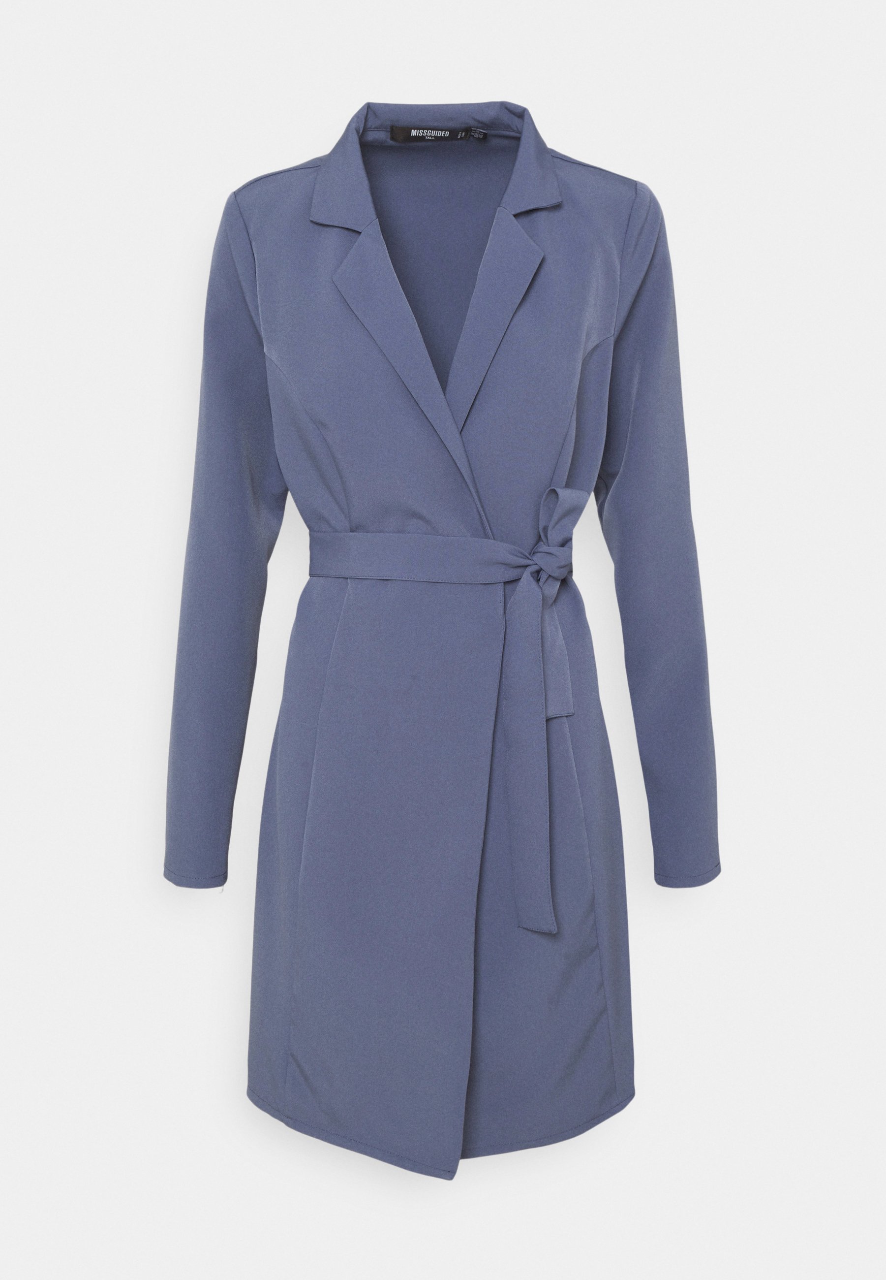 Missguided Petite Basic Wrap Blazer Dress Day Dress Blue, Women's, Size: 6, Light-blue Denim
