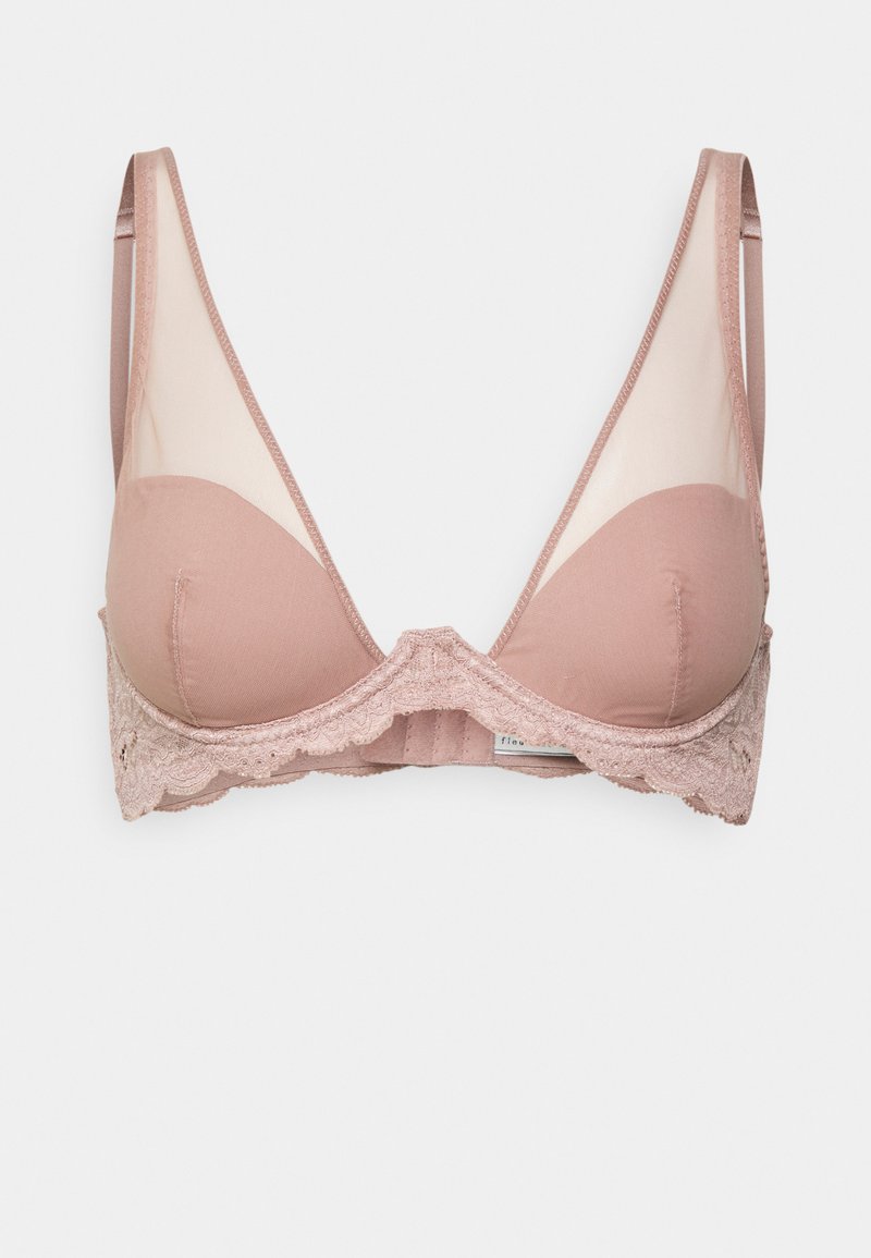 Fleur du Mal CHARLOTTE SHEER OVERLAY DEMI BRA - Sutiã triangular - tan
