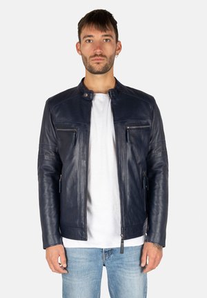 JONES - Leather jacket - royal blue