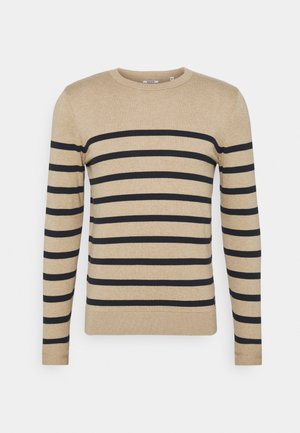 STRIPED - Jersey de punto - beige melange/navy