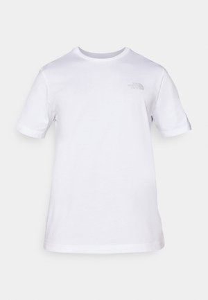 T-shirt bianco in cotone con maniche corte e collo rotondo. Presenta un piccolo logo grigio sul petto sinistro. Tessuto morbido, vestibilità standard.